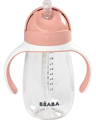 Béaba Straw Cup - 300 ml - Pink - To Learn Drink by Himself Anti-Colic Baby Bottles
