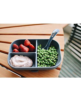 Béaba Suction Plate Divided - Mineral Grey - Silicone Bowls & Plates