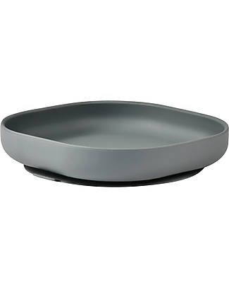 Béaba Suction Plate - Silicone - Mineral Grey Bowls & Plates