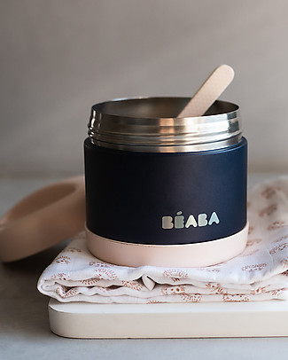 Béaba Thermal Container for Food - Stainless Steel - Blue and Pink - 500 ml Snack Boxes