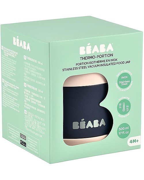 Béaba Thermal Container for Food -  Stainless Steel - Blue and Pink - 500 ml Thermal Containers
