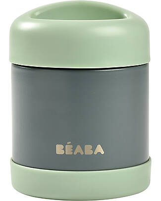Béaba Thermal Container for Food - Stainless Steel - Grey and Green - 300 ml Food Containers