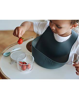 Béaba Waterproof Bib with Food Catching Pocket - Silicone - Mineral Waterproof Bibs