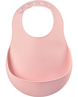 Béaba Waterproof Bib with Food Catching Pocket - Silicone - Pink Waterproof Bibs