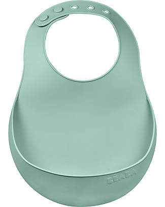 Béaba Waterproof Bib with Food Catching Pocket - Silicone - Sage Green Waterproof Bibs