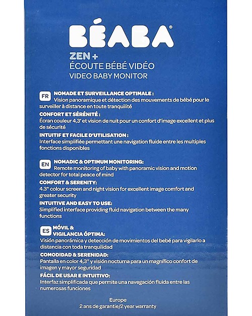 Béaba ZEN+ Video Baby Monitor - High Performance Auto-Rotating Camera with Infra-Red LED and Movement Detectors Baby Monitor
