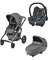 Bébé Confort/Maxi Cosi BBC Trio: Lila Stroller + Jade Carrycot + Cabriofix Car Seat, Sparkling Grey Trio and Duo Strollers