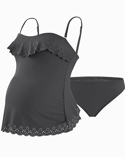 Cache Coeur Bloom Maternity Tankini Swimsuit - Khaki Bikinis And Tankinis