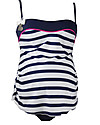 Cache Coeur Marina, Maternity Tankini Swimsuit - Blue and White stripes Swimsuits
