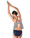 Cache Coeur Marina, Maternity Tankini Swimsuit - Blue and White stripes Swimsuits