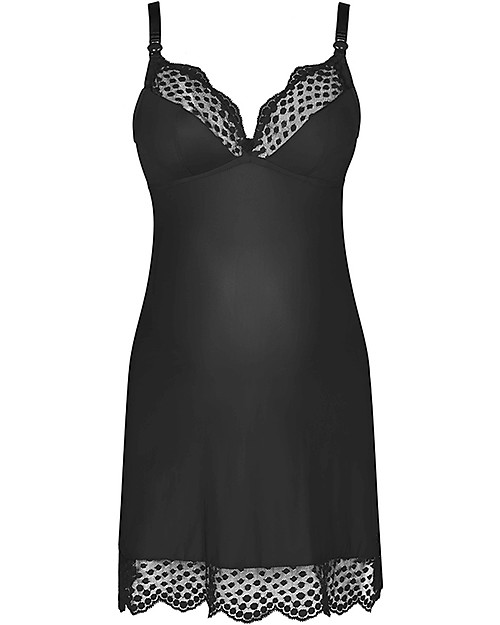 Cache Coeur Maternity and Breastfeeding Nightdress Lollypop - Black - Microfibre Nightdress