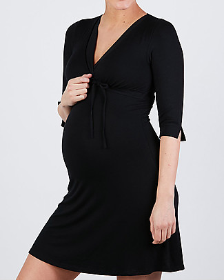 Cache Coeur Maternity and Breastfeeding Nightgown Milk - Black - Bamboo Fibre Nightdress