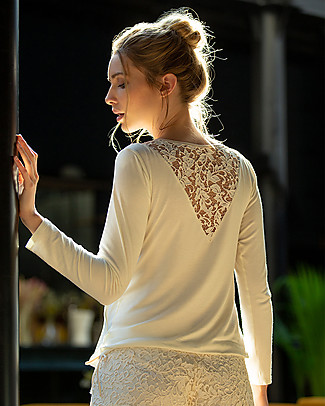 Cache Coeur Maternity and Nursing Tunic Sofia - Pearl - Opening on the Sides Long Sleeves Tops