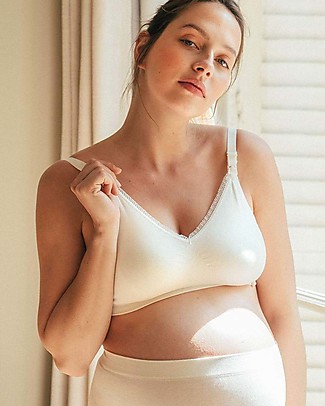 Cache Coeur Organic Pregnancy and Nursing Bra - Organic Cotton - White - Adapts to the Breast and Supports it Bras
