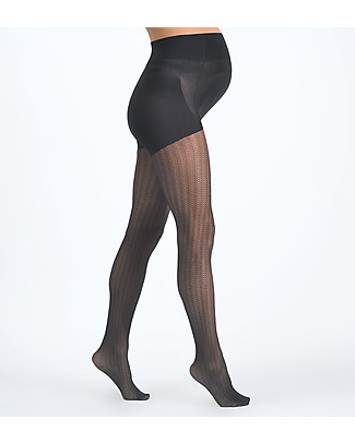 Cache Coeur Zig Zag Maternity Tights 30D, Black - For all trendy mums! Tights