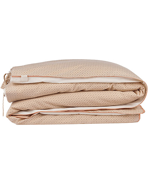 Camomile London Polka Dot Cot Duvet Cover, Peach/Parchment - 120 x 150 cm - 100% cotton Duvet Sets