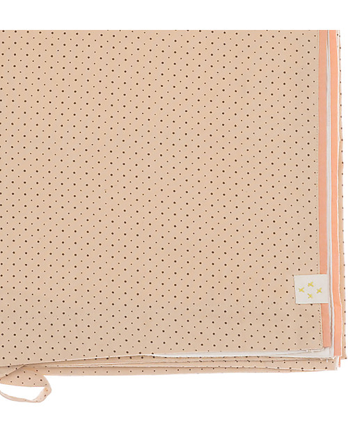 Camomile London Polka Dot Cot Duvet Cover, Peach/Parchment - 120 x 150 cm - 100% cotton Duvet Sets