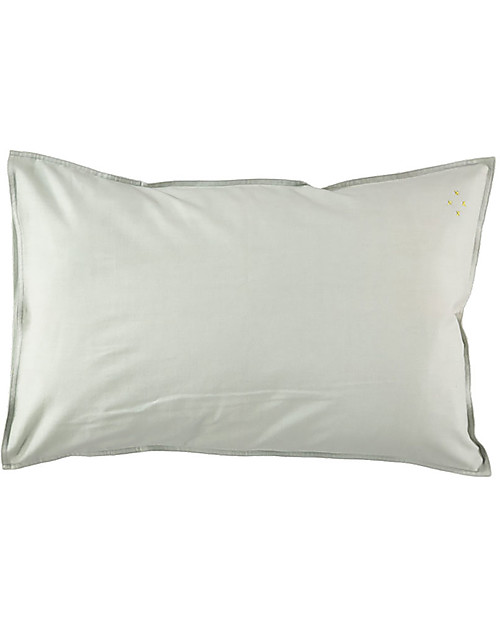 Camomile London Solid Pillowcase, 60 x 40 cm, Aqua- 100% cotton Duvet Sets