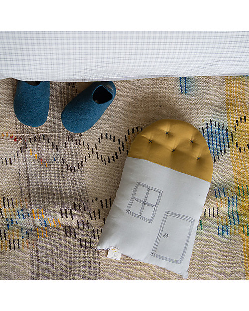 Camomile London Tall House Cushion, Aqua/Golden, 24 x 38 cm - The perfect gift idea! Cushions