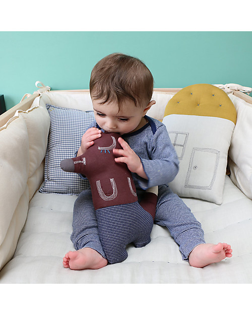 Camomile London Tall House Cushion, Aqua/Golden, 24 x 38 cm - The perfect gift idea! Cushions