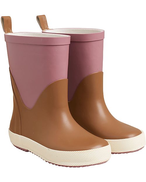 CeLaVi Rain Boots - Pink and Brown - 100% Natural Rubber Wellies