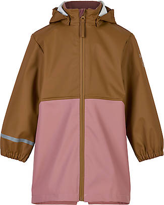 Celavi Waterproof Jacket with Hood - Pink and Brown - 100% Recycled PU Waterproof
