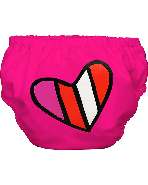 Charlie Banana 2-in-1 Swim Diaper & Training Pant, Fuchsia/Heart - Washable, perfect at the beach or swimming pool! Swim Diaper