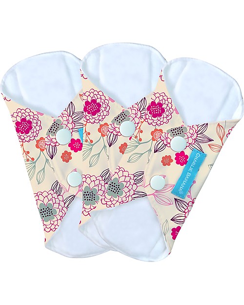 Charlie Banana Pack of 3 Washable Feminine Liners, Peony Blossom Napkins