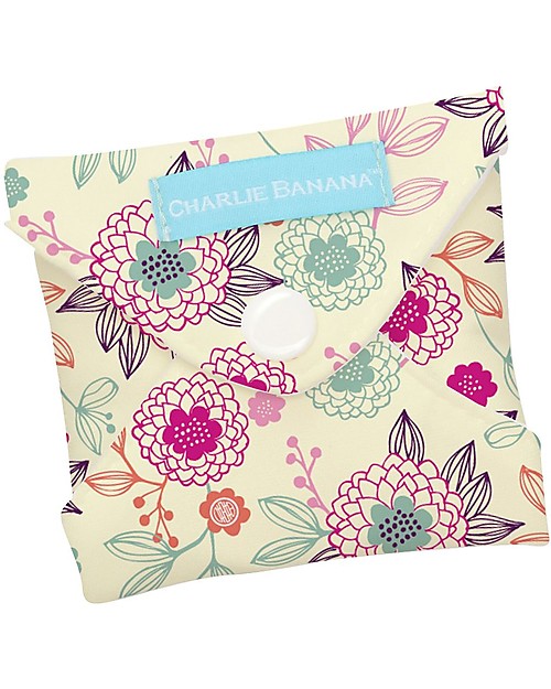 Charlie Banana Pack of 3 Washable Feminine Pads Regular, Peony Blossom Napkins