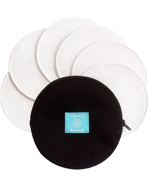 Charlie Banana White Nursing Pads, Box of 6 - Washable and Reusable! Breast Pads