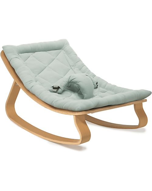 Charlie Crane Baby Bouncer Levo in Beech Wood - Farrow Gray - 100% Organic Cotton! Bouncers