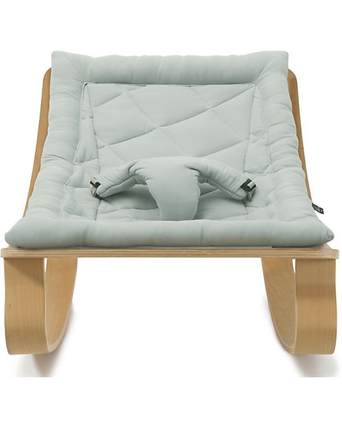 Charlie Crane Baby Bouncer Levo in Beech Wood - Farrow Gray - 100% Organic Cotton! Bouncers