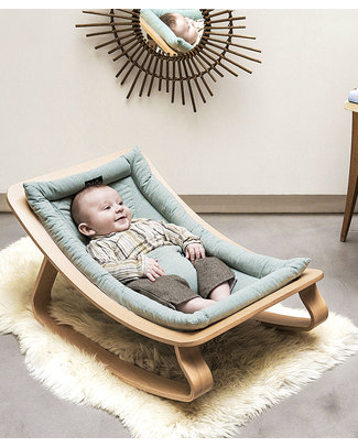 Charlie Crane Baby Rocker LEVO - Beech, Aruba Blue - Timeless and Eco-Friendly Design! Bouncers