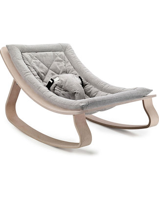 Charlie Crane Baby Rocker LEVO - Beech, Sweet Grey -Timeless and Eco-Friendly Design! Bouncers
