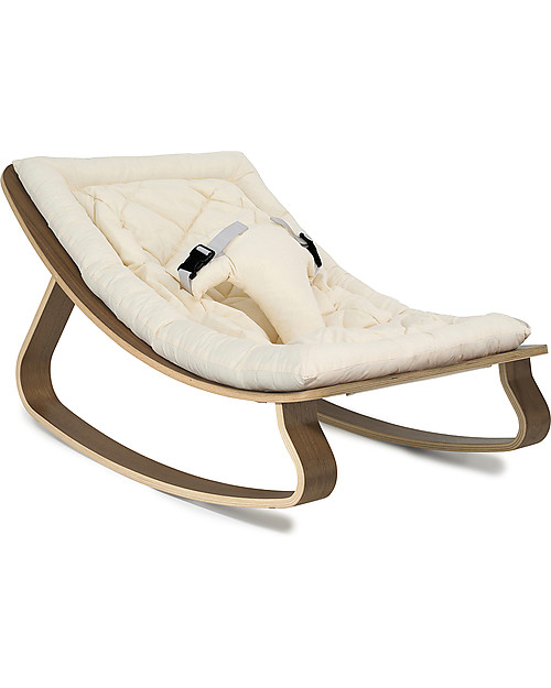 Charlie Crane Baby Rocker LEVO - Walnut - 100% Organic White Cushion Bouncers