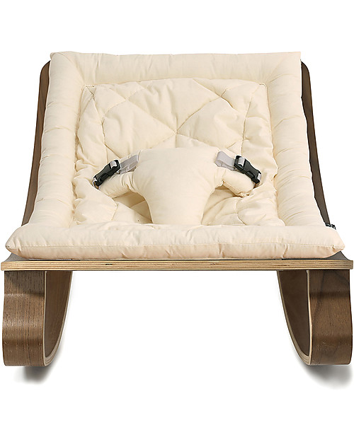 Charlie Crane Baby Rocker LEVO - Walnut - 100% Organic White Cushion Bouncers