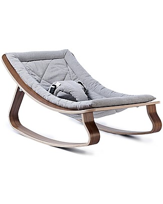 Charlie Crane Baby Rocker LEVO - Walnut, Sweet Grey -Timeless and Eco-Friendly Design! Bouncers