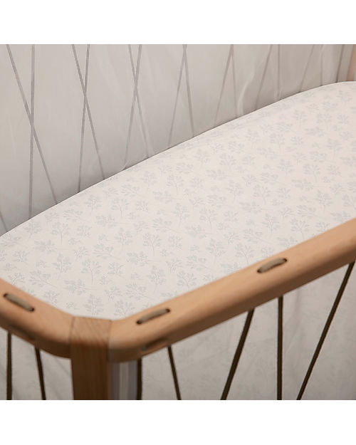 Charlie Crane Fitted Sheet 68x40 cm - for KUMI Crib - Pearl Blossom - 100% Organic Cotton! Cradle Bed Linen
