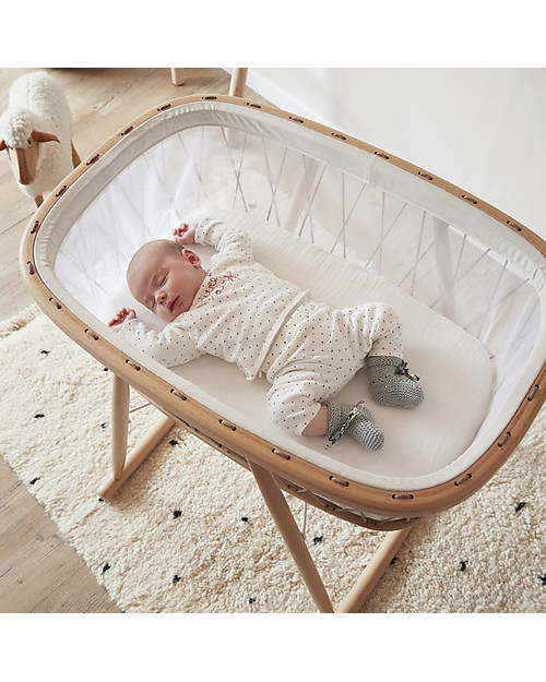 Charlie Crane KUMI Cradle with Transparent Mesh - Hazelnut Laces - Lateral Oscillation Cribs & Moses Baskets