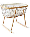 Charlie Crane KUMI Cradle with Transparent Mesh - Hazelnut Laces - Lateral Oscillation Cribs & Moses Baskets