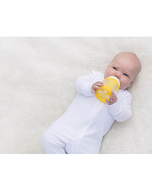 Cherub Baby Colour Change Glass Baby Bottle Wide Neck 150 ml, Green - Anti-colic, 0-3 months teat Baby Bottles Accessories