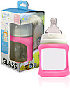 Cherub Baby Colour Change Glass Baby Bottle Wide Neck 150 ml, Pink - Anti-colic, 0-3 months teat Baby Bottles Accessories