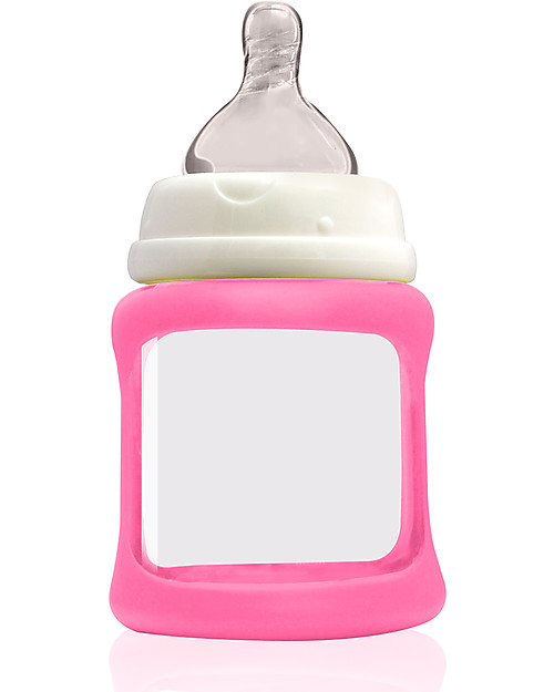 Cherub Baby Colour Change Glass Baby Bottle Wide Neck 150 ml, Pink - Anti-colic, 0-3 months teat Baby Bottles Accessories
