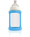 Cherub Baby Colour Change Glass Baby Bottle Wide Neck 240 ml, Blue - Anti-colic, 3-6 months teat Baby Bottles Accessories