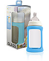 Cherub Baby Colour Change Glass Baby Bottle Wide Neck 240 ml, Blue - Anti-colic, 3-6 months teat Baby Bottles Accessories