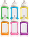 Cherub Baby Colour Change Glass Baby Bottle Wide Neck 240 ml, Orange - Anti-colic, 3-6 months teat Baby Bottles Accessories
