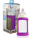 Cherub Baby Colour Change Glass Baby Bottle Wide Neck 240 ml, Purple - Anti-colic, 3-6 months teat Baby Bottles Accessories