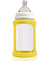 Cherub Baby Colour Change Glass Baby Bottle Wide Neck 240 ml, Yellow - Anti-colic, 3-6 months teat Baby Bottles Accessories