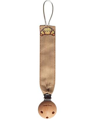 Chewies&more Linen Pacifier Clip - Food Grade Silicone Ring - Croissant Pacifier Chains