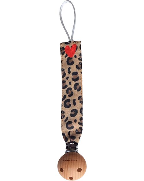 Chewies&more Linen pacifier clip - food-grade silicone ring - leopard print Pacifier Chains